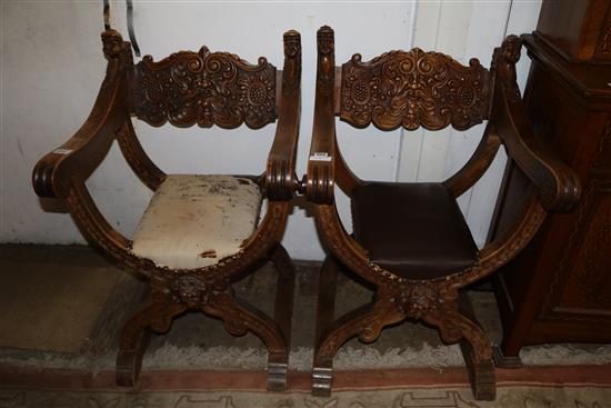 Pair X frame chairs